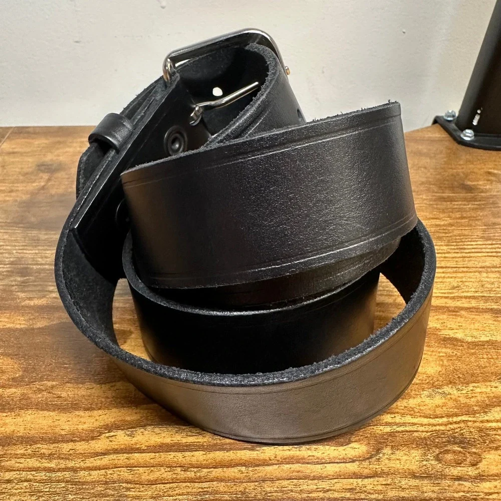 Boston Leather 6606 Mens Belt Black Size 52 Made in USA Work Uniform Belt
